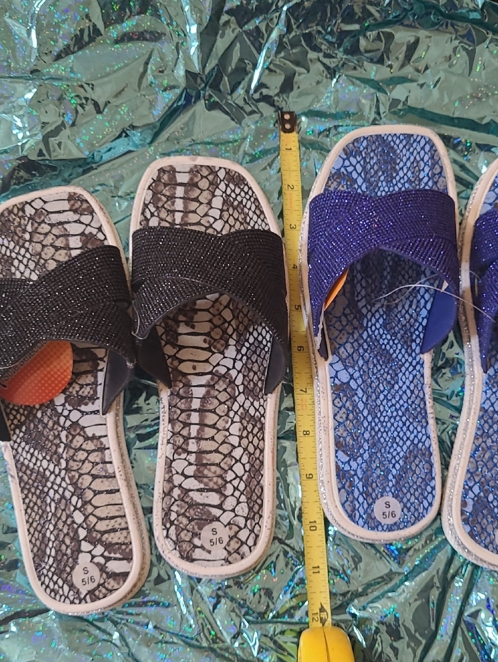 Women's Slide Sandals with Sparkle Strap - Bundle